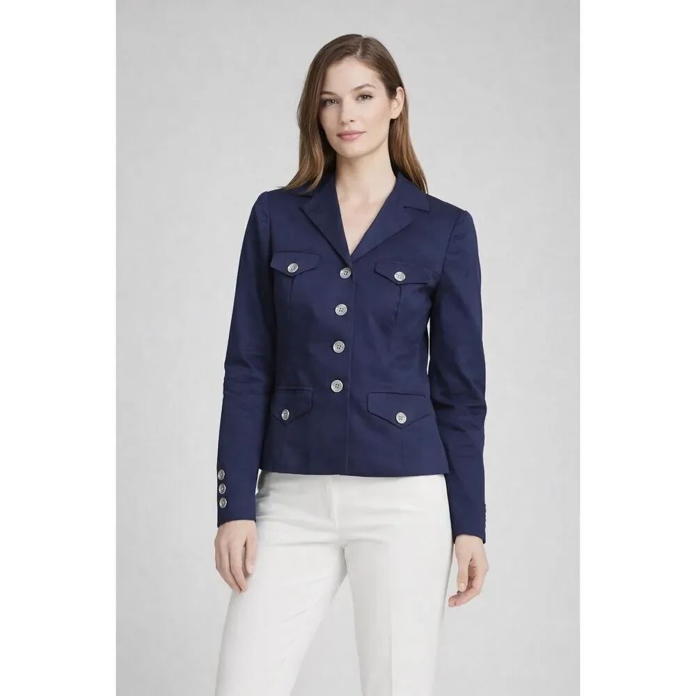 Lauren Ralph Lauren Navy Cropped Blazer Jacket Women Size 2